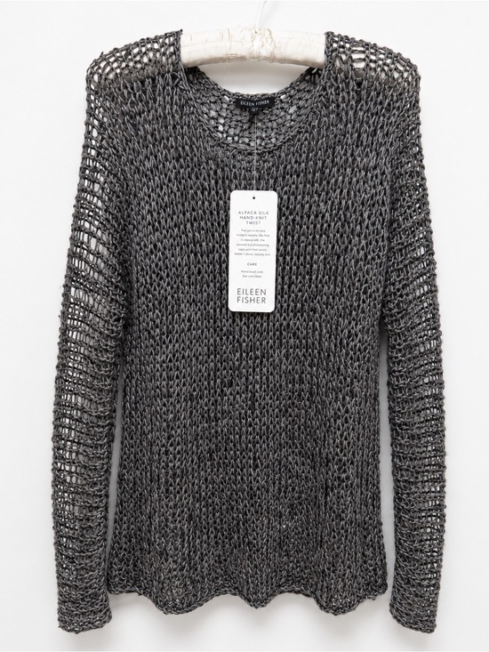 Eileen Fisher Sweaters - Eileen Fisher Alpaca Silk Hand Knit Twist Sweater Coastal Gray Open Knit NWT M